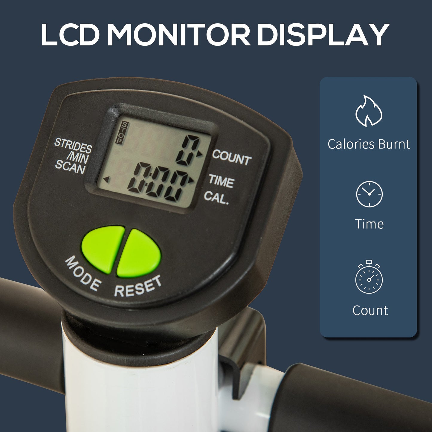 HOMCOM Adjustable Stepper Aerobic Ab Exercise Fitness Workout Machine with LCD Screen & Handlebars, White