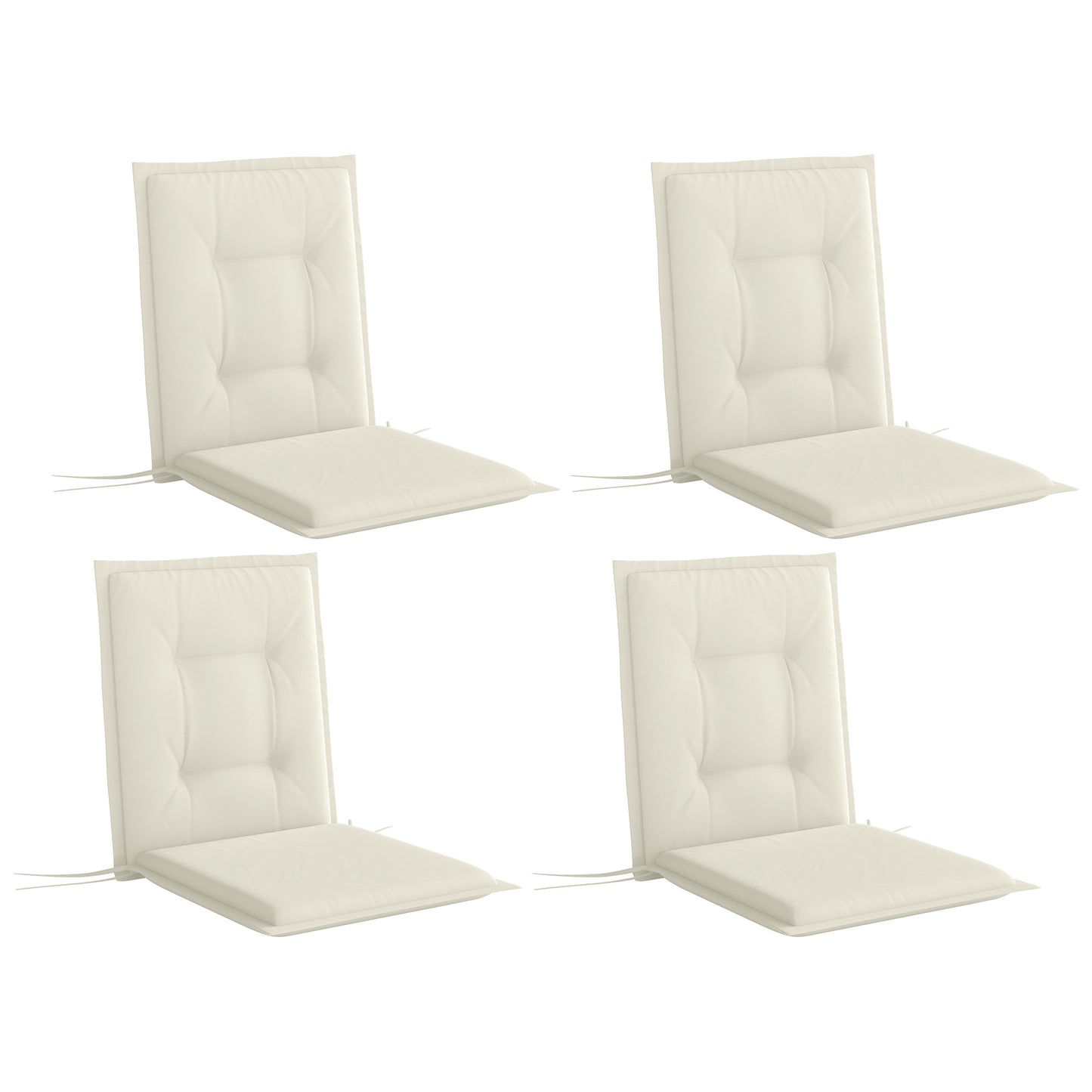 Outsunny Set of Four Padded Garden Seat Cushions - White