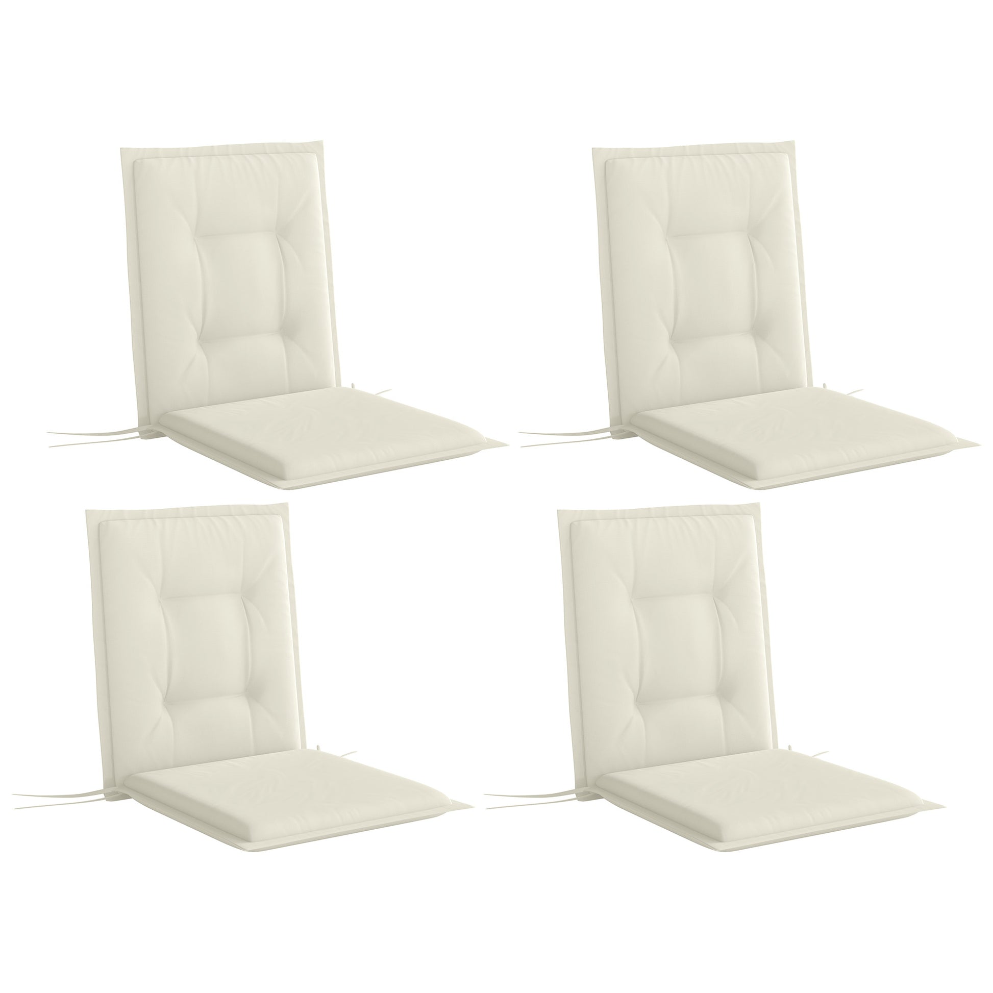 Outsunny Set of Four Padded Garden Seat Cushions - White