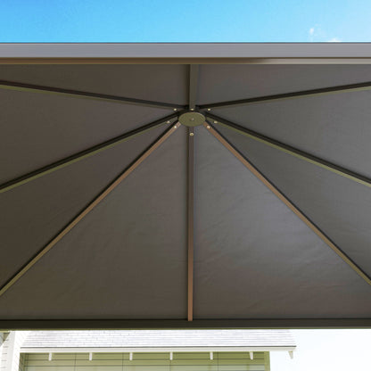 Outsunny 3 x 3 or 3 x 6m Garden Gazebo with Extendable Awning and Wheels, UPF30+ Outdoor Metal Gazebo Canopy Shelter for BBQ, Event, Party