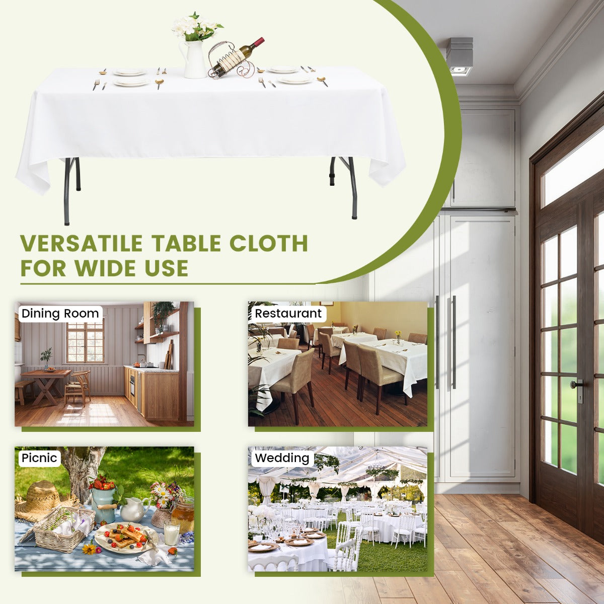 10 Pieces Package 100% Polyester Tablecloth-White