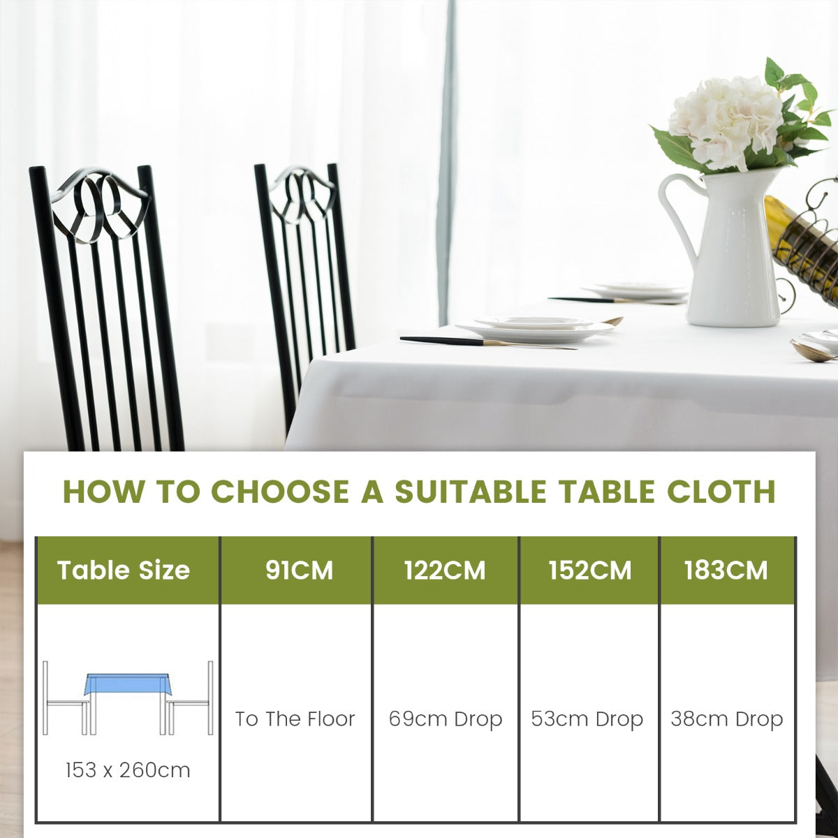 10 Pieces Package 100% Polyester Tablecloth-White