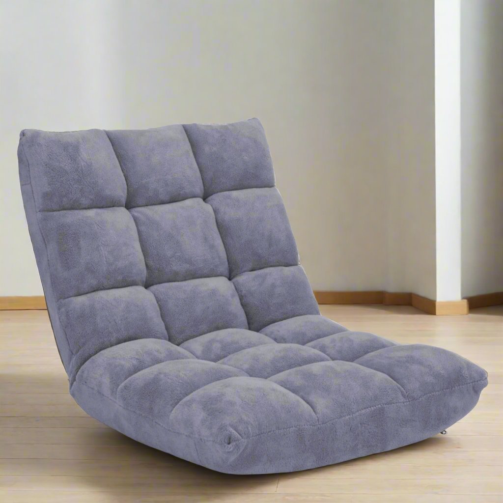 Coral Velvet Floor Gaming Chair with 14-Position Adjustable Back-Grey