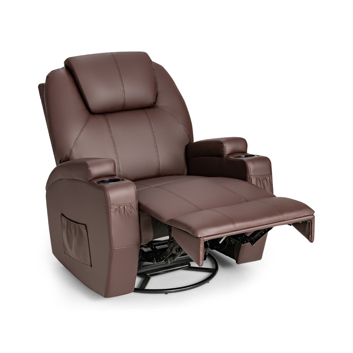 Massage Recliner Chair with Lumbar Heating Function-Brown