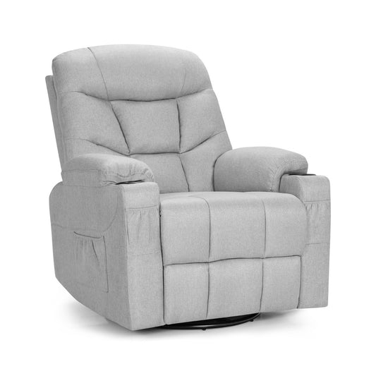 Massage Rocking Recliner Chair with Heat and Vibration-Grey