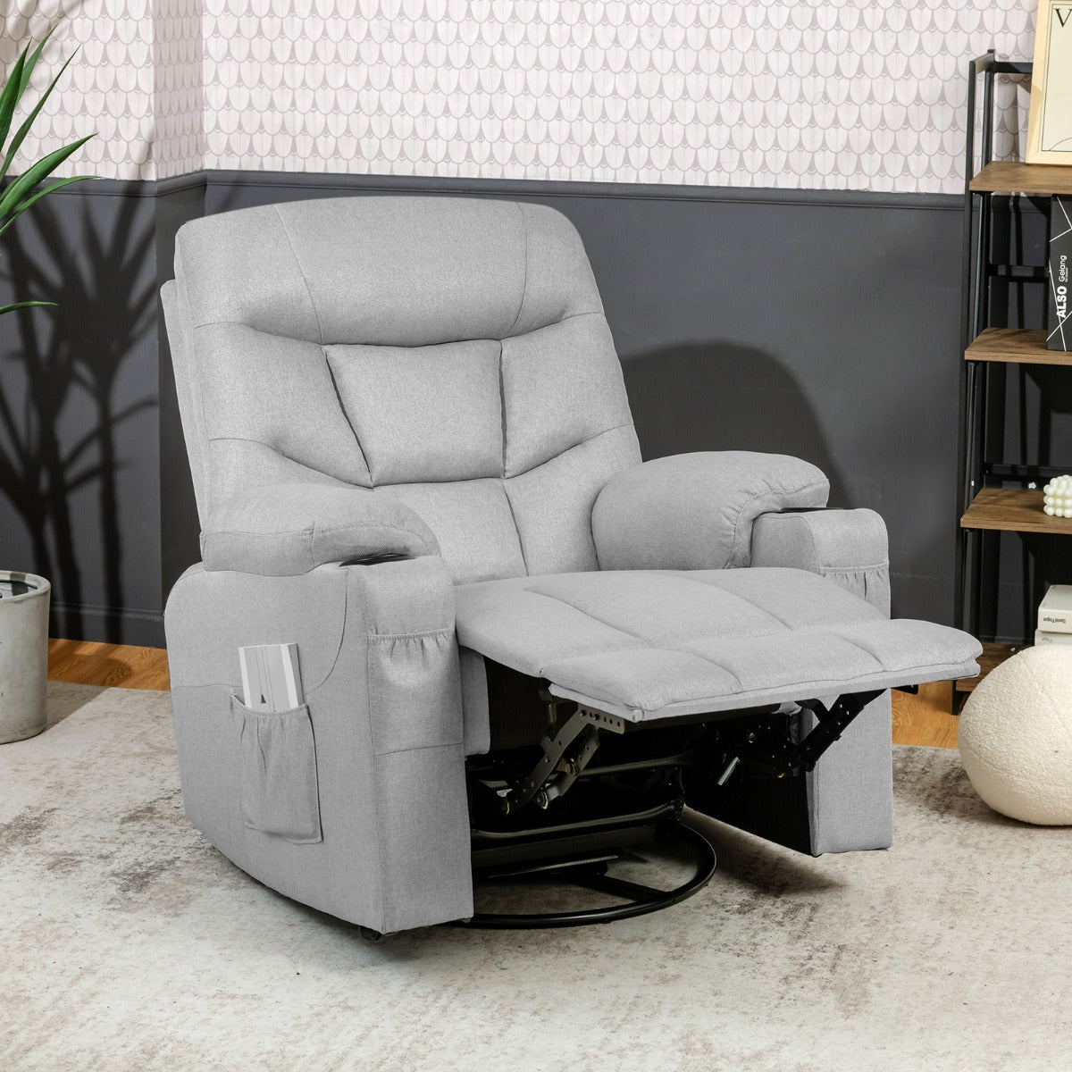 Massage Rocking Recliner Chair with Heat and Vibration-Grey