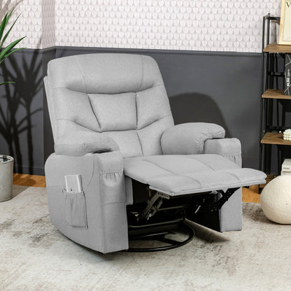 Massage Rocking Recliner Chair with Heat and Vibration-Grey