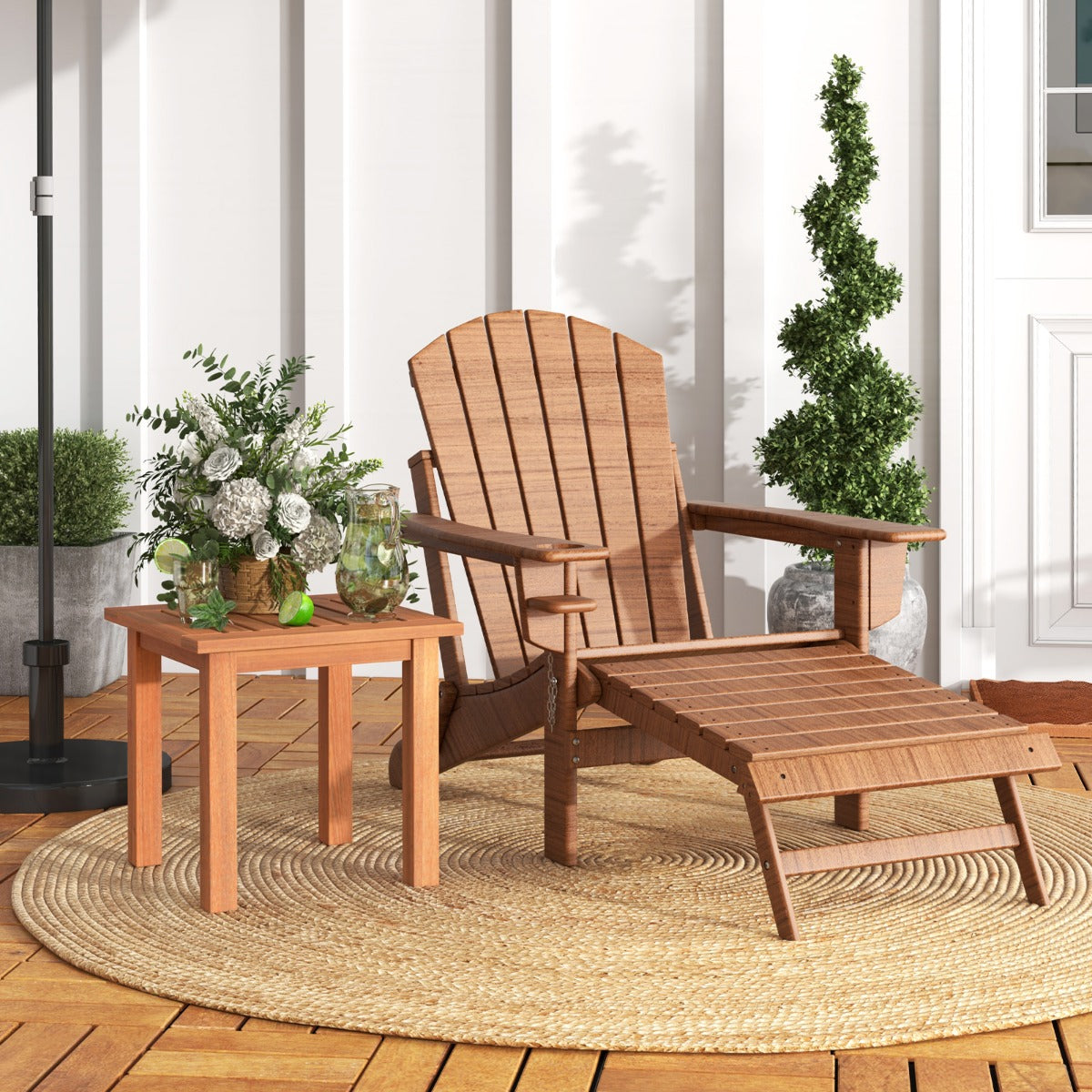 Patio Hardwood Side Table with Slatted Tabletop