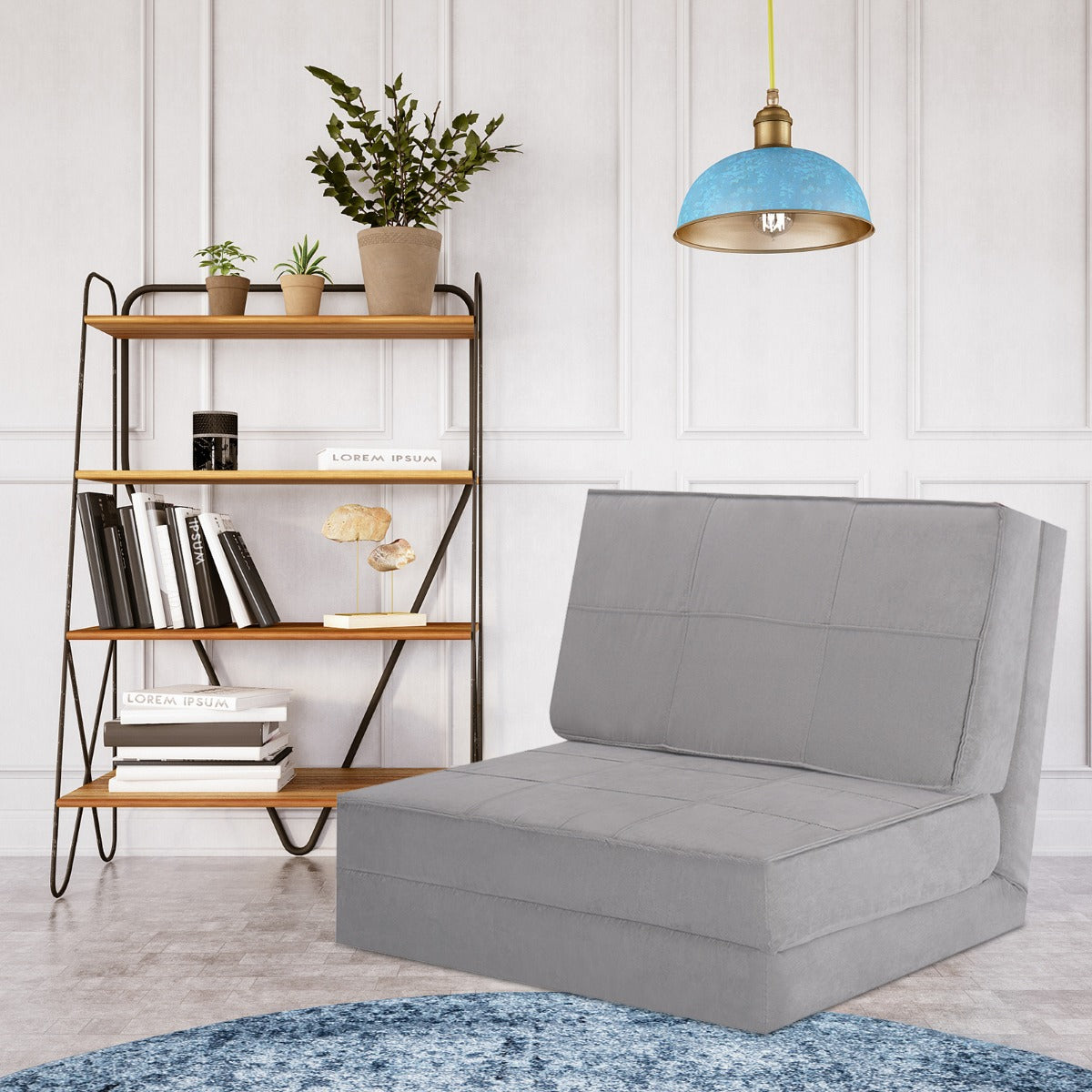 5-Position Adjustable Convertible Flip Chair with Ergonomic Back Support-Grey