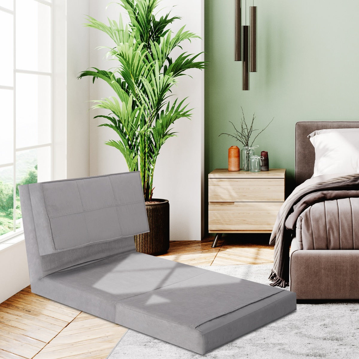 5-Position Adjustable Convertible Flip Chair with Ergonomic Back Support-Grey