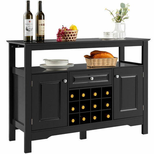 Modern Sideboard with 12 Wine Rack for Dining Room-Black