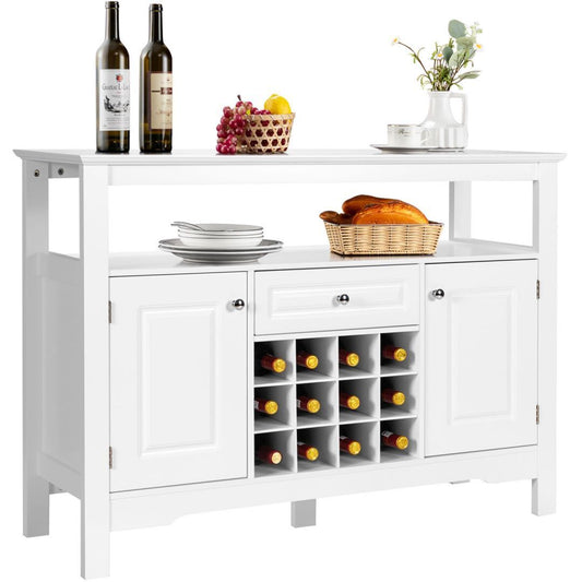 Modern Sideboard with 12 Wine Rack for Dining Room-White