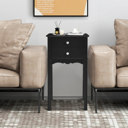 Modern Versatile Side Table with 2 Drawers-Black
