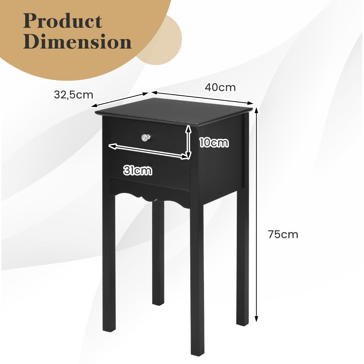 Modern Versatile Side Table with 2 Drawers-Black