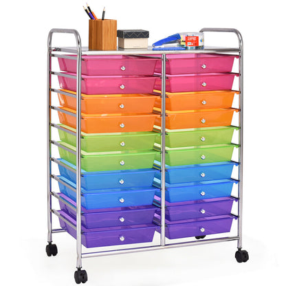 20 Drawers Storage Trolley with 4 Wheels for Beauty Salon-Multicolor