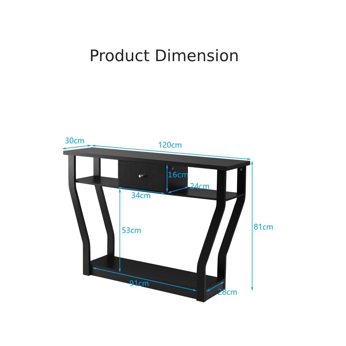 Wooden Slim Console Table with Anti-Tipping Device-Black