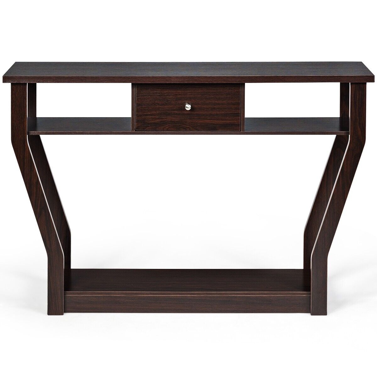 Wooden Slim Console Table with Anti-Tipping Device-Brown