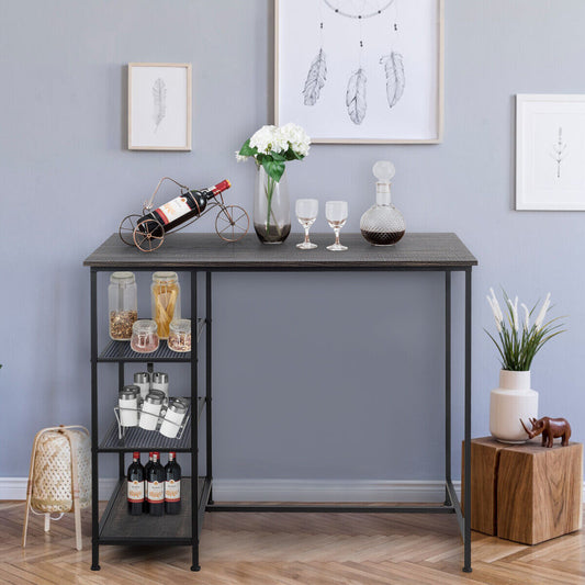 Modern Kitchen Breakfast Counter Dining Bar Table with 3-Tier Shelves