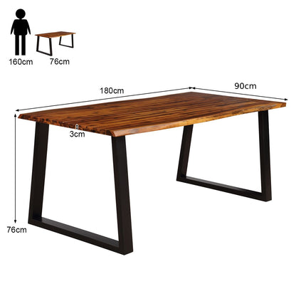 Solid Acacia Wood Dining Table with Metal Frame