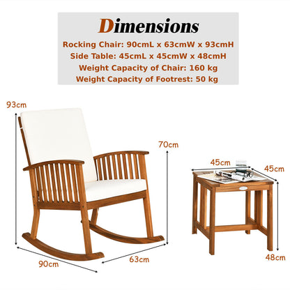 Wooden Wood Rocking Chair with Table for Patio