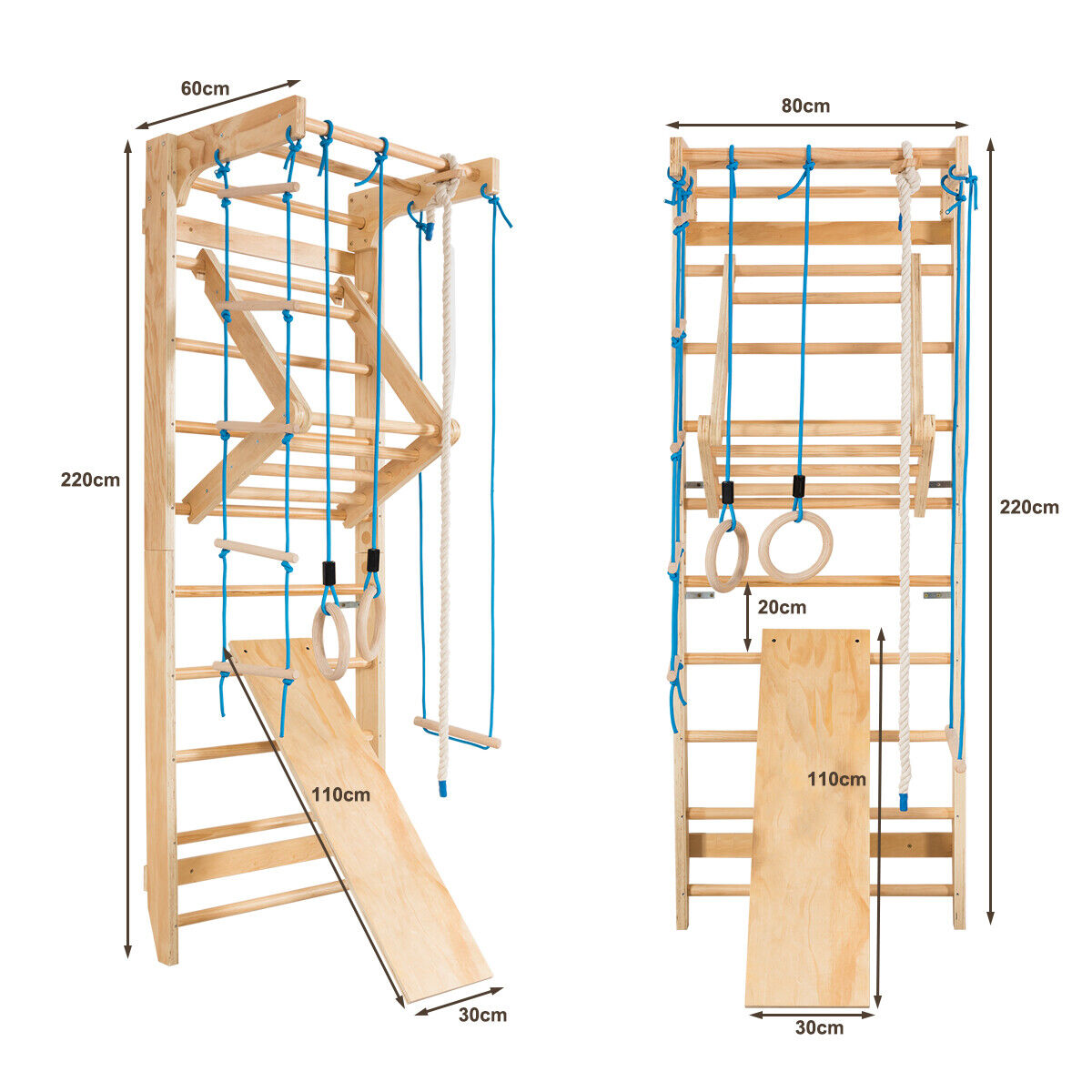 Swedish Ladder Set Wooden Gymnastics Wall Gym with Climbing Frame