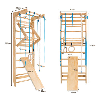 Swedish Ladder Set Wooden Gymnastics Wall Gym with Climbing Frame