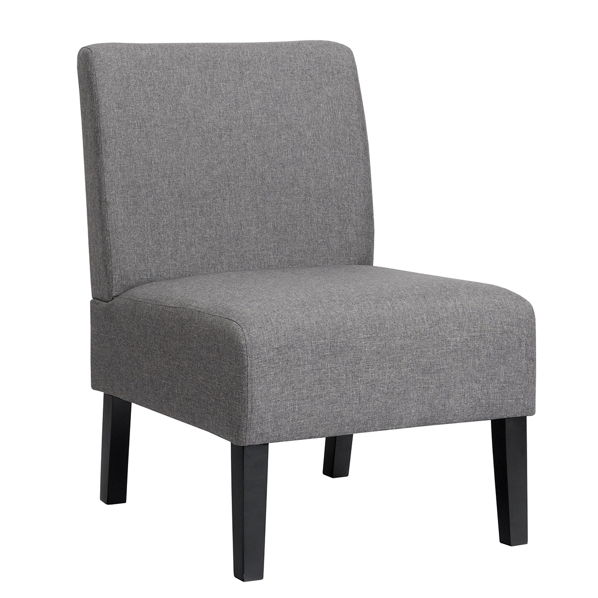 Armless Accent Chair with Curved Backrest for  Living Room &amp; Bedroom-Gray
