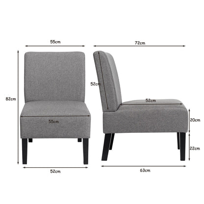 Armless Accent Chair with Curved Backrest for  Living Room &amp; Bedroom-Gray