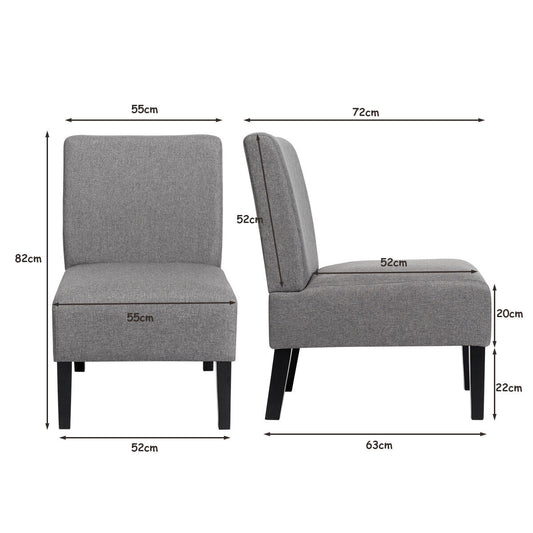 Armless Accent Chair with Curved Backrest for  Living Room &amp; Bedroom-Gray