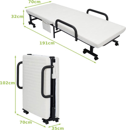 Folding Sofa Bed with Mattress-White