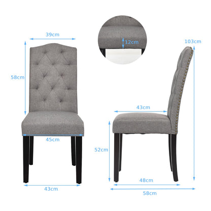 Set of 2 Dining Chairs with Ergonomic High Backrest-Grey