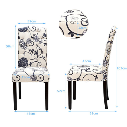 Set of 2 Dining Chairs with Ergonomic High Backrest-White and Black