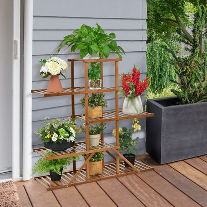 5-Tier Floor-standing Flower Rack for Indoor Outdoor-Brown