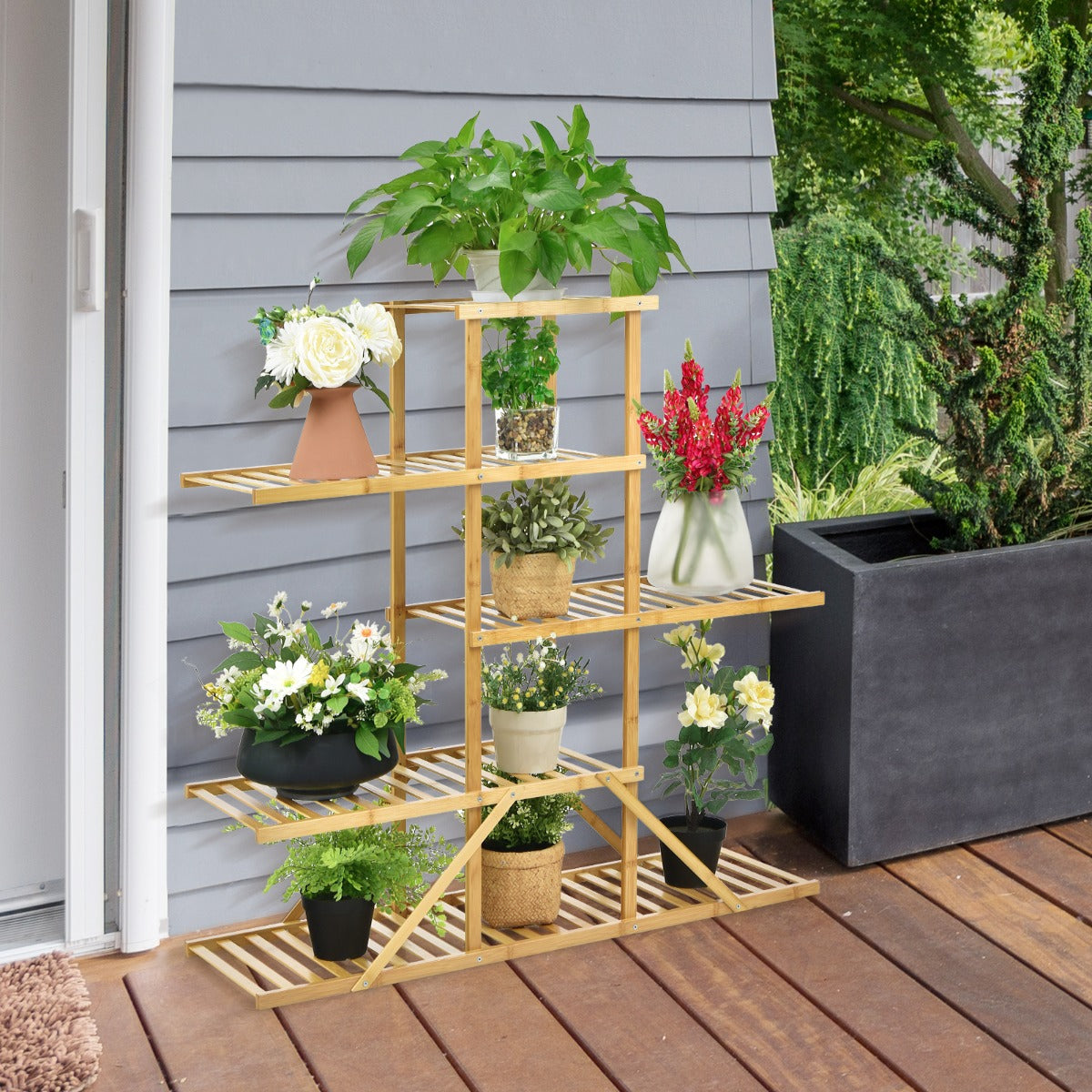 5-Tier Floor-standing Flower Rack for Indoor Outdoor-Natural