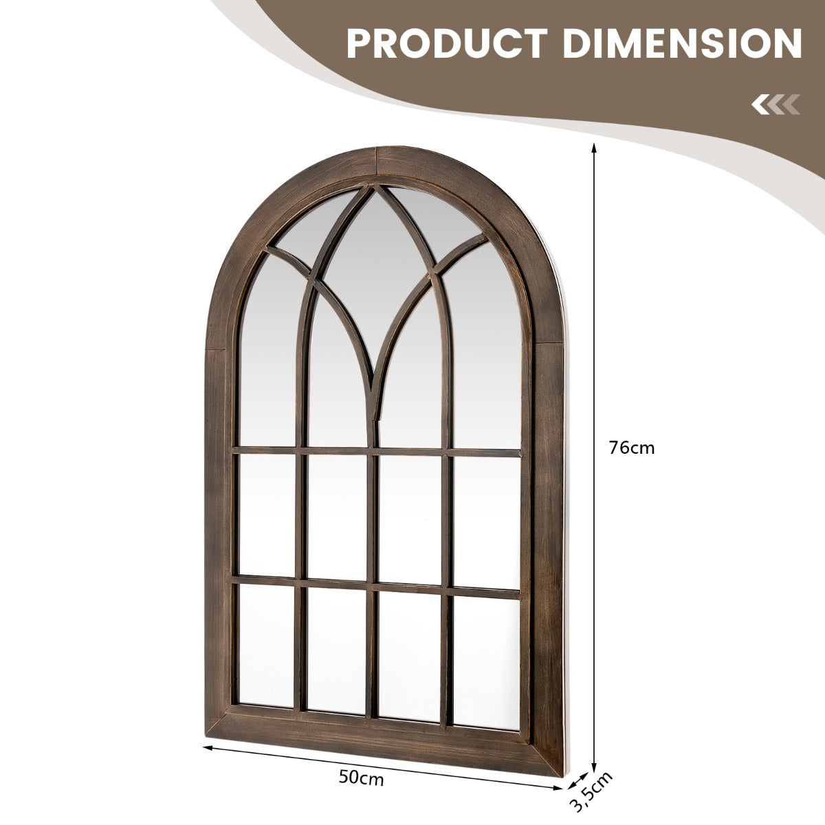 Decorative Arched Window Style Wall Mirror
