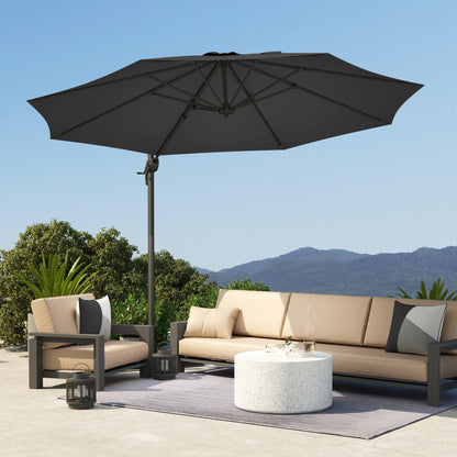 Outsunny 3 x 3(m) Cantilever Parasol with Cross Base, Garden Umbrella with 360° Rotation, Crank Handle and Tilt for Outdoor, Black