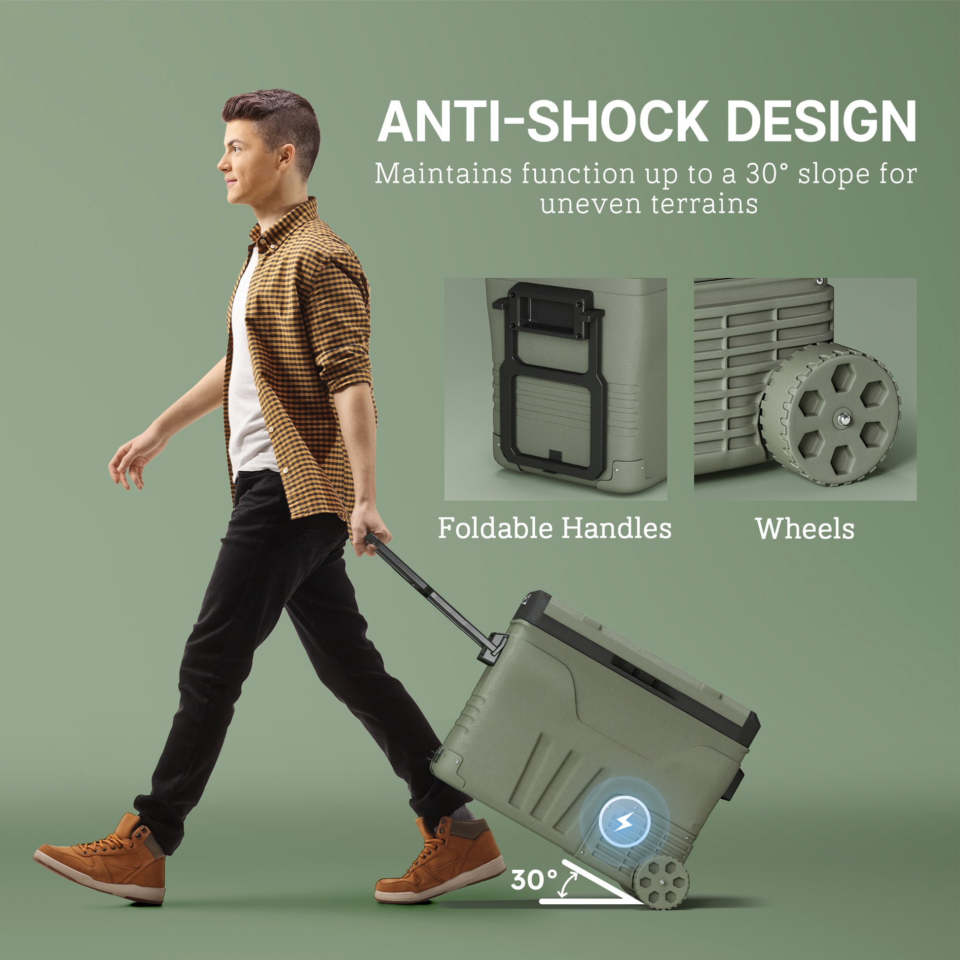 Outsunny 45L Car Fridge Freezer Dual Zone, Portable Camping Fridge 12V/24V DC & 100-240V AC, Electric Cool Box -20?-20? with Wheels and LED Light, for Travel, RV, Road Trip, Picnic