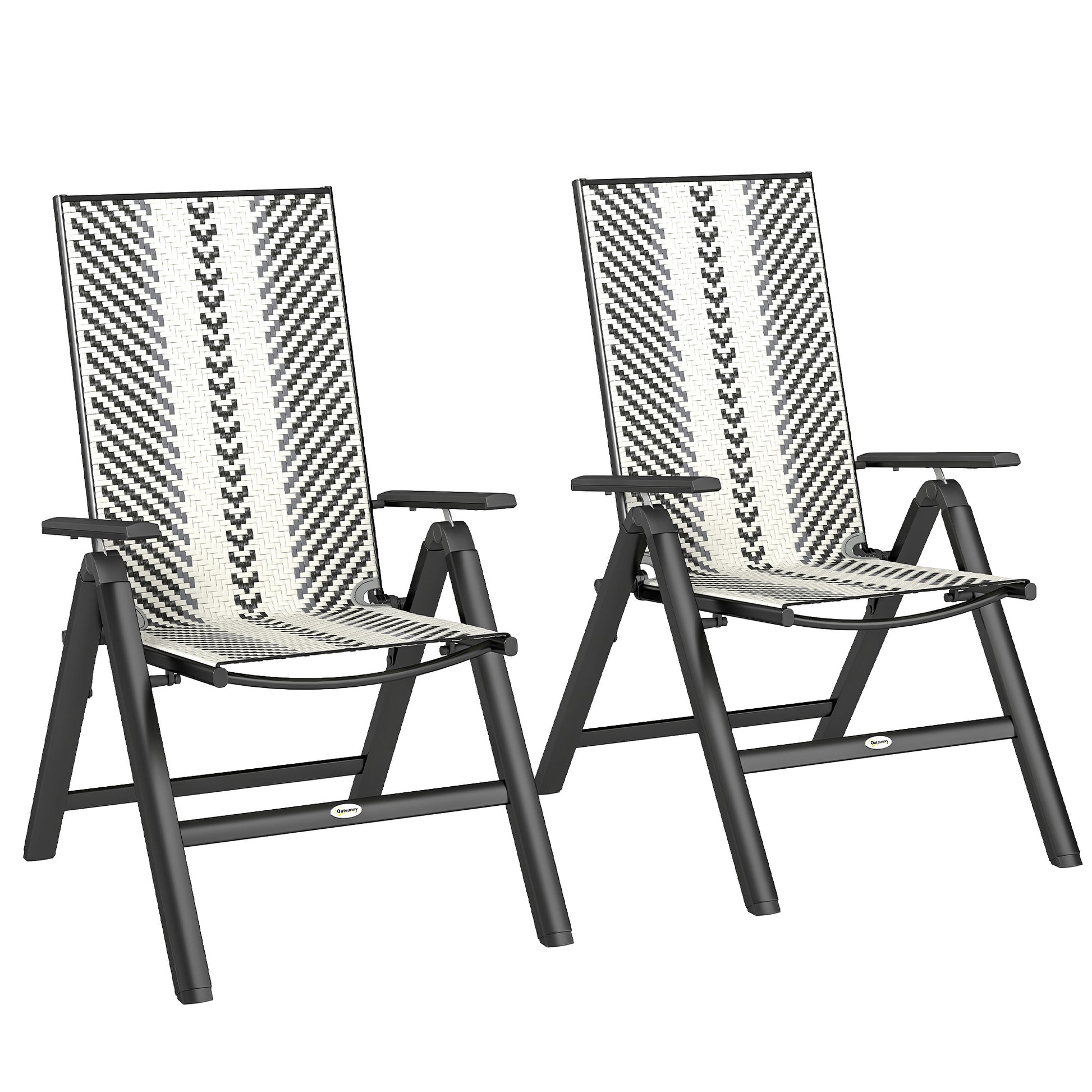 Outsunny Set of Two Rattan Reclining Garden Chairs - Grey