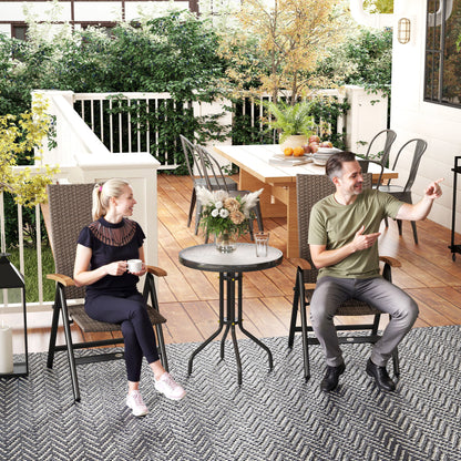 Outsunny 2 Pieces Outdoor Foldable Dining Chair with Armrests, High Backrest, for Garden, Camping, Balcony, Brown