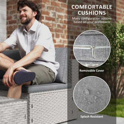 Outsunny Seven-Piece Modular Rattan Set - Grey