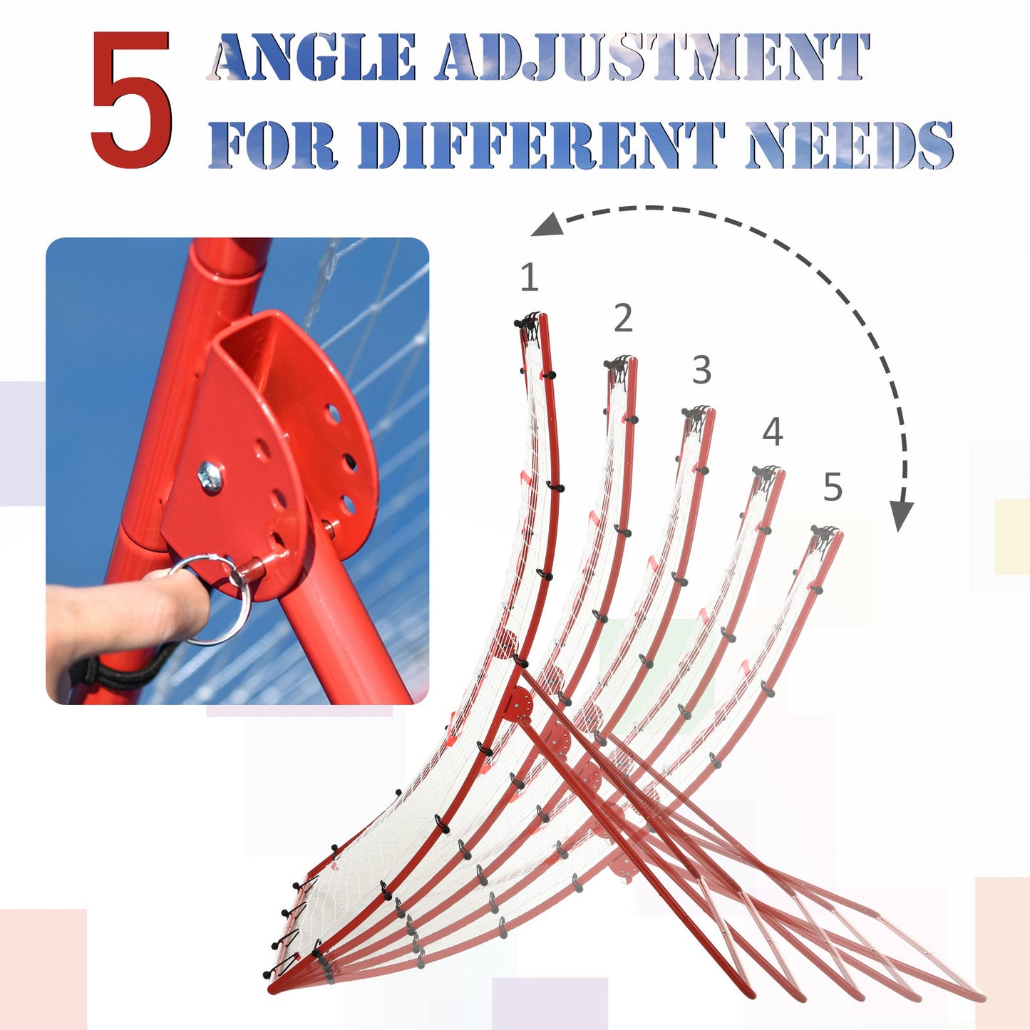 HOMCOM Steel Frame Adjustable 5-Angle Rebounder Goal Red/White