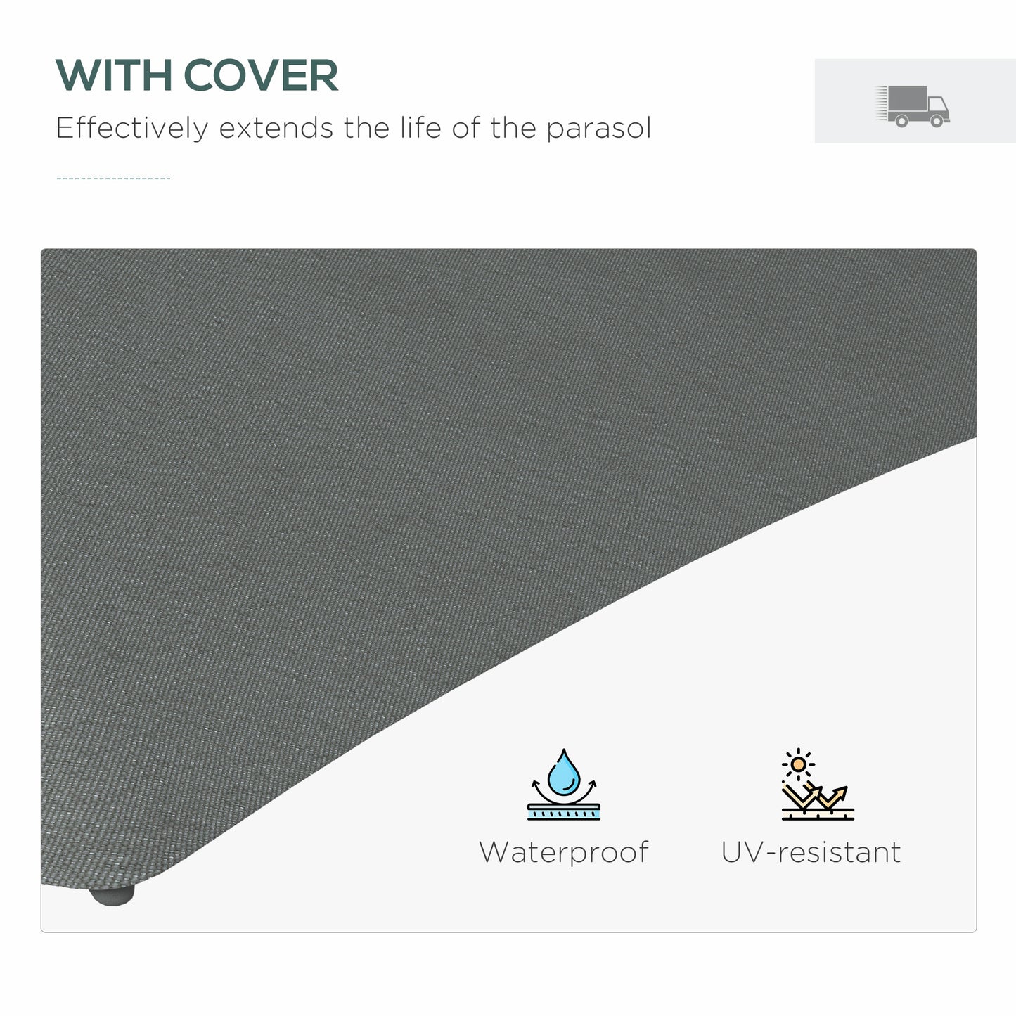 Outsunny 3(m) Solar LED Cantilever Parasol - Grey