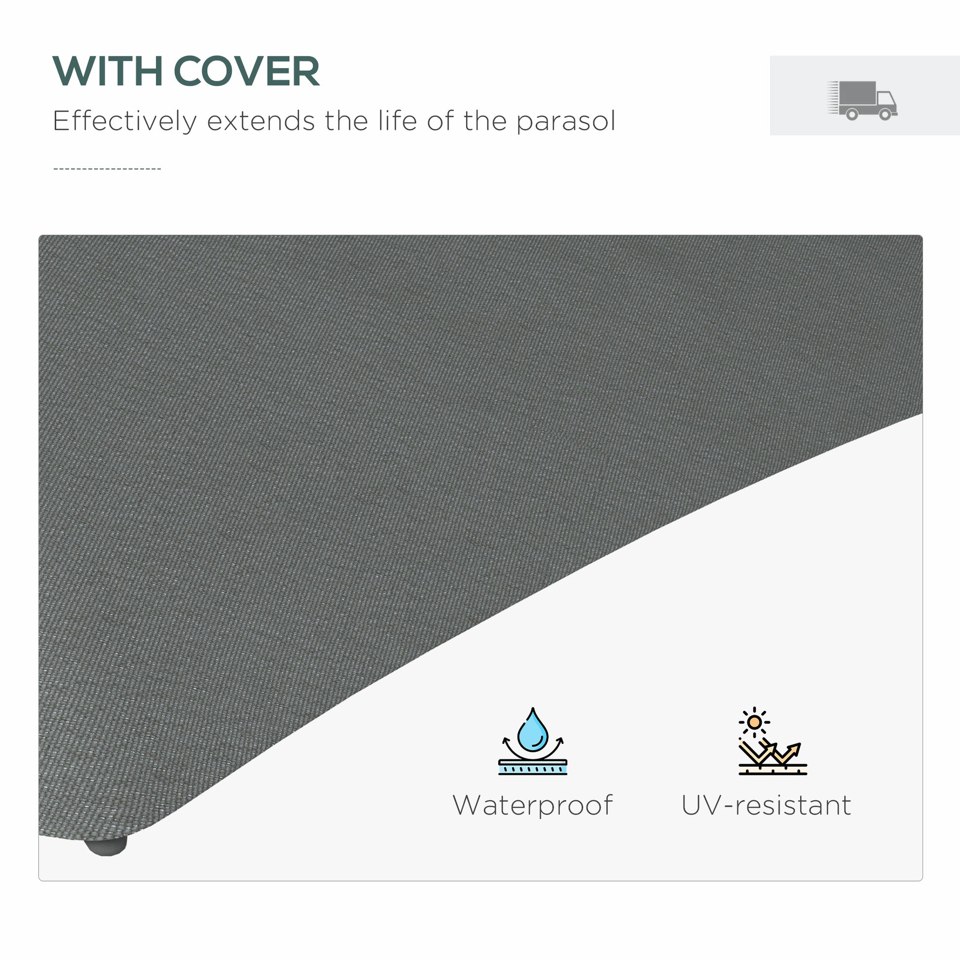 Outsunny 3(m) Solar LED Cantilever Parasol - Grey