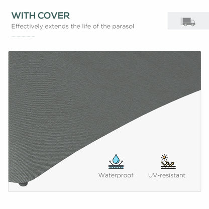 Outsunny 3(m) Solar LED Cantilever Parasol - Grey