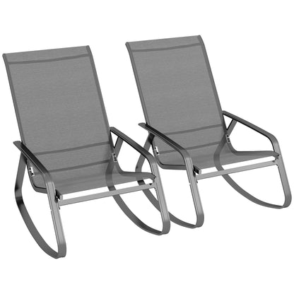 Outsunny Set of Two Rocking Garden Chairs - Grey