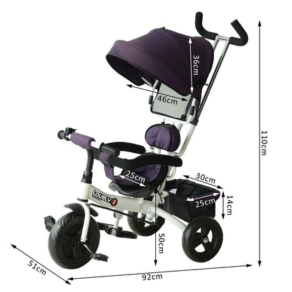 HOMCOM Baby Tricycle W/Handle-White/Purple