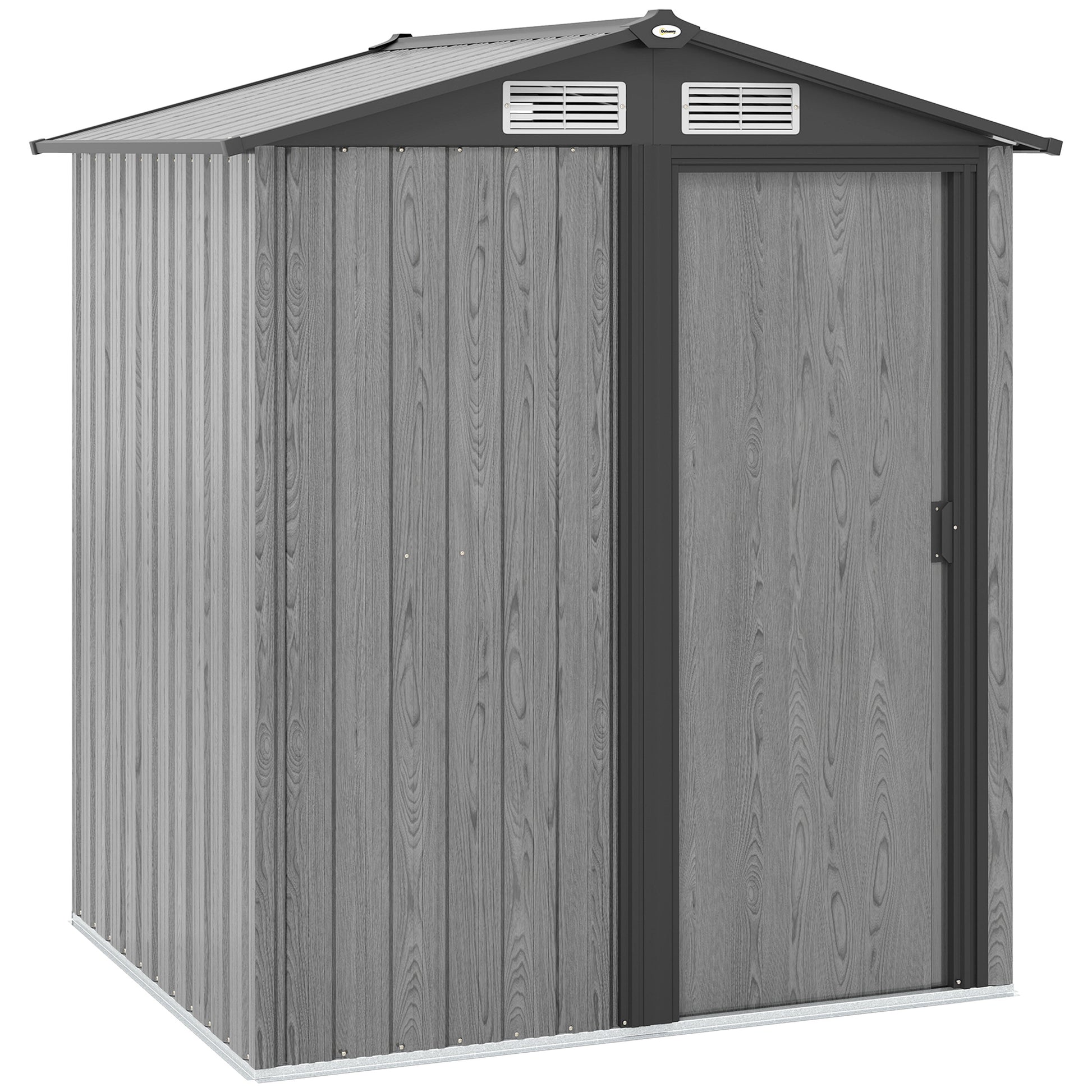 Outsunny 4.3 x 5ft Outdoor Garden Storage Shed - Grey Wood Effect