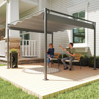 Outsunny 3 x 3m Retractable Roof Metal Pergola - Grey