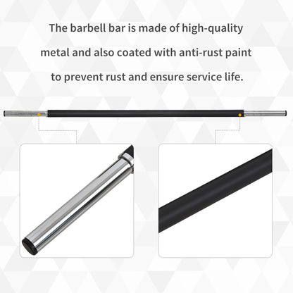 HOMCOM 20KGS Adjustable Barbell Set Plate Bar Clamp Rod Home Gym Sports Area Exercise Ergonomic Black