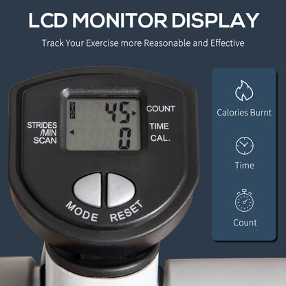 HOMCOM Adjustable Twist Stepper Aerobic Ab Exercise Fitness Workout Machine w/ LCD Screen, Height Adjust Handlebars for Home Gym, White